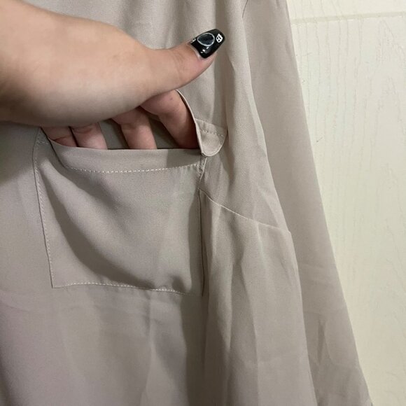 Torrid Womens NWT Gray Harper Georgette Collared Roll Tab 3/4 Sleeve Blouse 3X - Picture 5 of 9